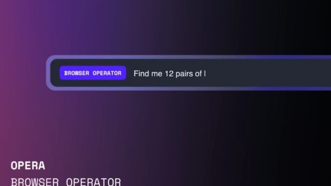Screenshot of "Browser Operator," a native AI agent designed to perform tasks for users directly within the Opera browser using agentic artificial intelligence advancements that preserve privacy.