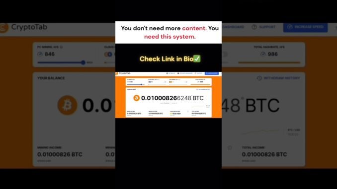 Cryptotab Hack Script for Bitcoin Mining | 100% Working (2025)💯😱 #shorts
