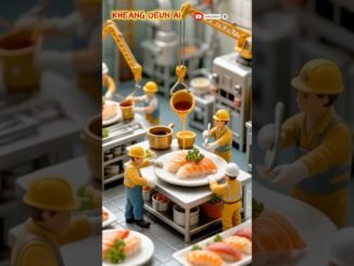 "Tiny Chefs, Big Flavor: AI Guides Mini Workers in Perfectly Grilled Salmon #aivideo #shortvideo #ai
